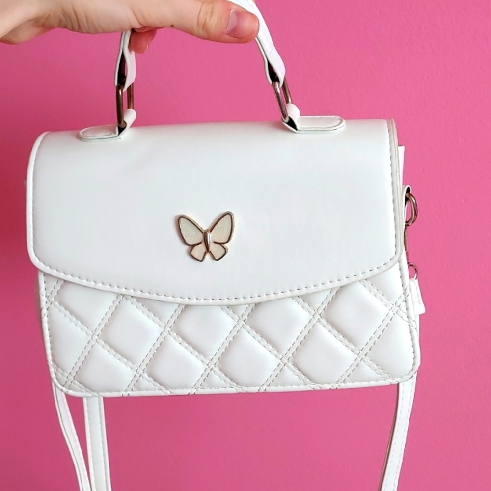 Shein White Butterfly Quilted Purse